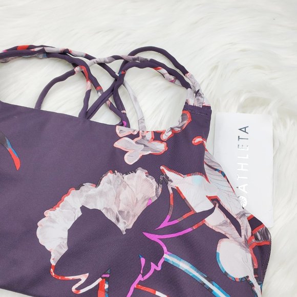 NWT Athleta Purple Printed Hyper Focused Bra - Picture 3 of 6